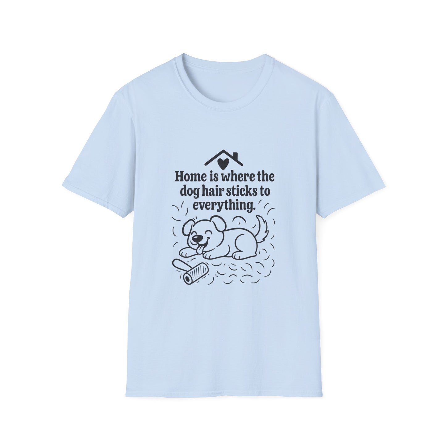 Light blue t-shirt with a graphic and text on a white background