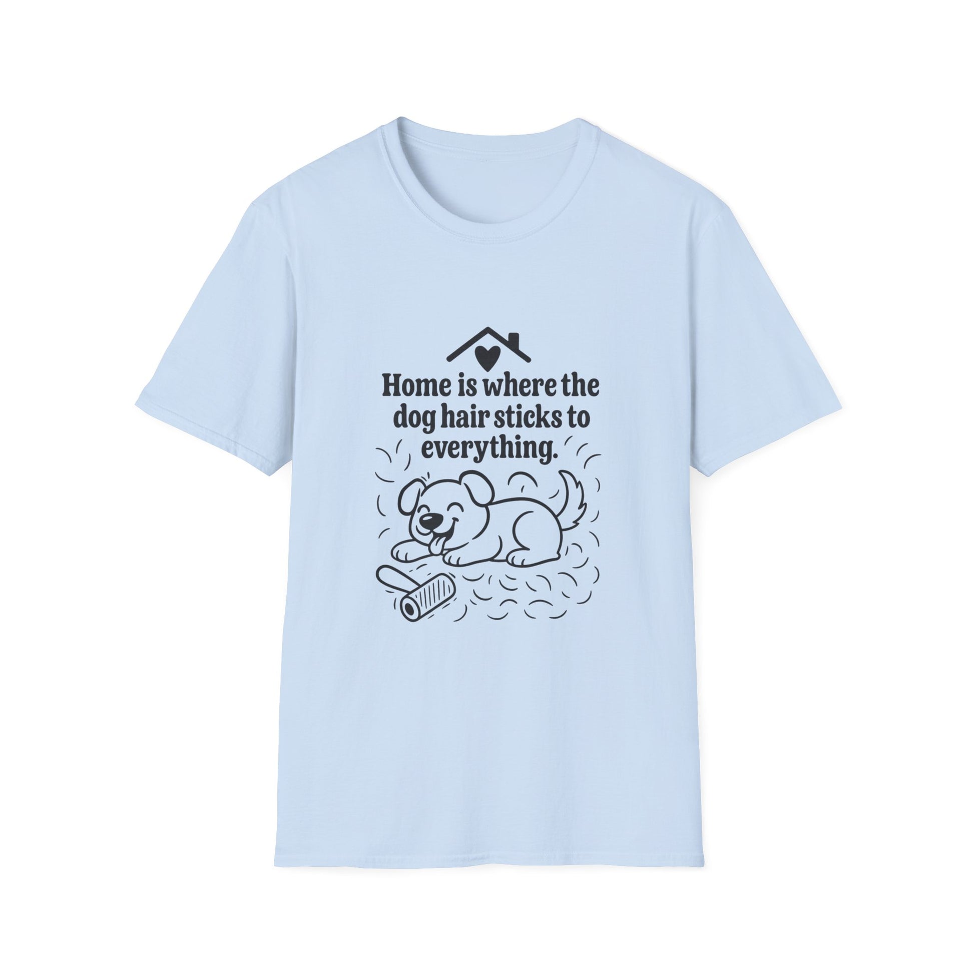 Light blue t-shirt with a graphic and text on a white background